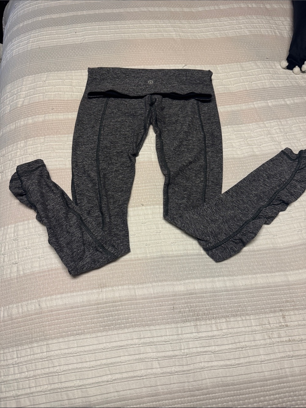 lululemon athletica Dark Gray Heather Fold-Over Waist Leggings